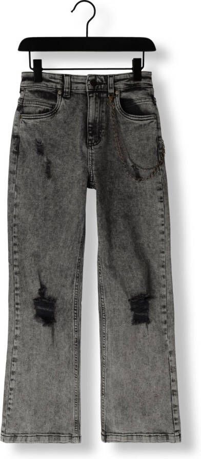 Frankie&Liberty high waist straight fit jeans Frankie met slijtage off black Zwart Meisjes Denim 164
