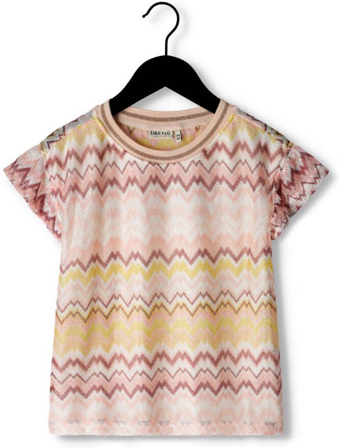 Like Flo T-shirt multicolor Meisjes Polyester Ronde hals Meerkleurig 164