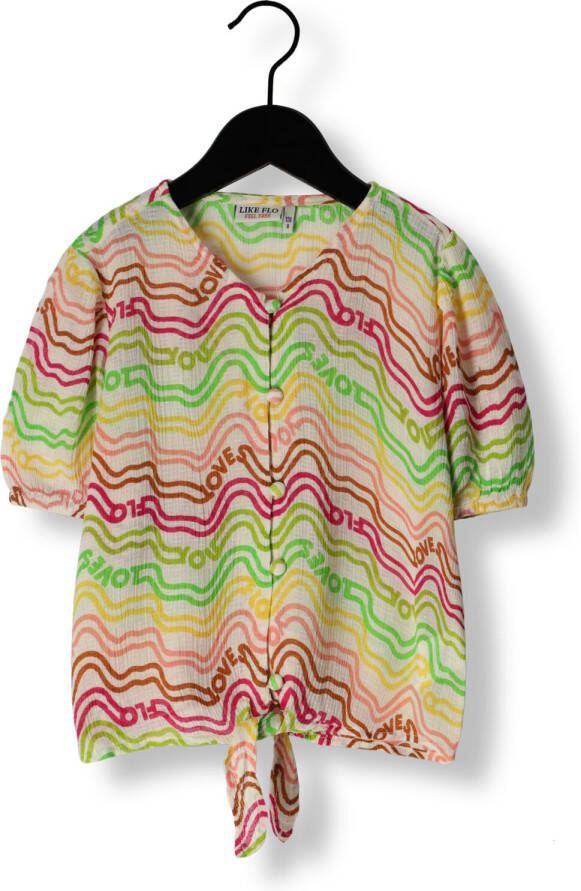 Like Flo blouse met all over print multicolor Meisjes Viscose Ronde hals 152