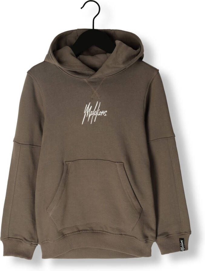Malelions hoodie Split Essentials met backprint bruin beige Sweater Backprint 164