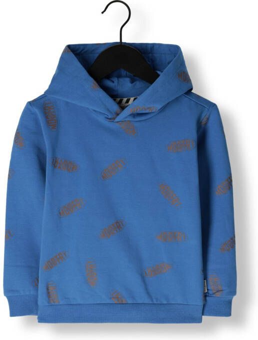 Moodstreet hoodie met all over print felblauw Sweater Jongens Stretchkatoen Capuchon 134 140