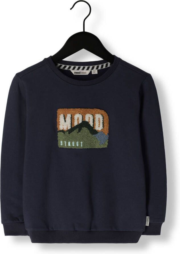 Moodstreet sweater met printopdruk 170 navy Blauw Jongens Katoen Ronde hals 146 152
