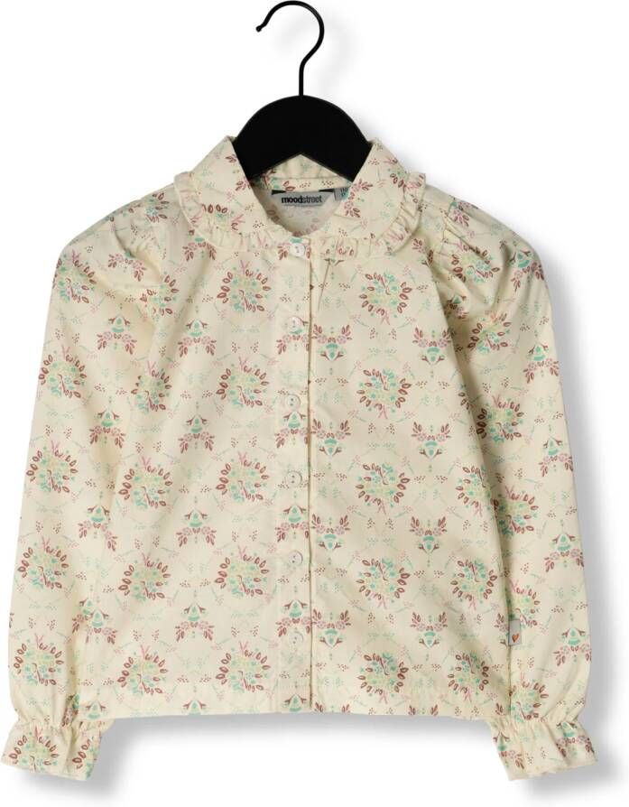 Moodstreet blouse met all over print roze Meisjes Katoen Klassieke kraag 122 128