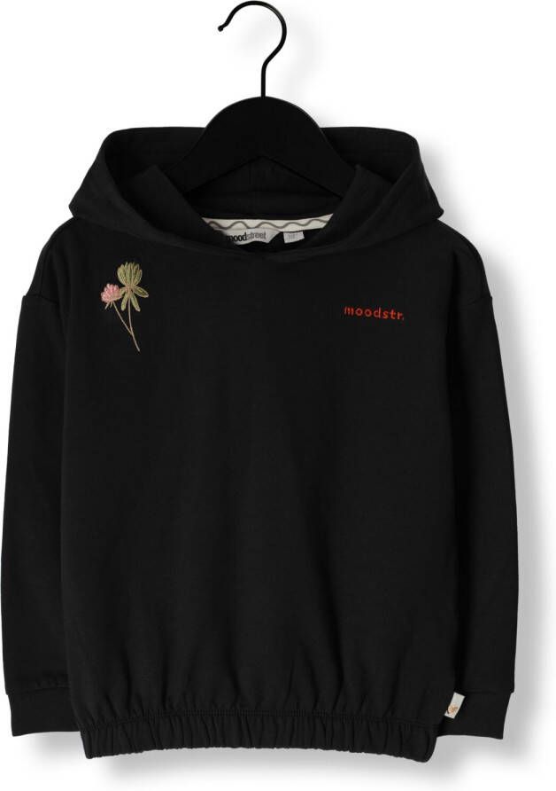 Moodstreet hoodie met printopdruk zwart Sweater Meisjes Katoen Capuchon 122 128