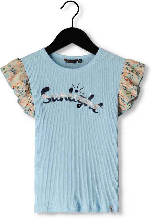 NONO T-shirt Kamsi met printopdruk lichtblauw Meisjes Stretchkatoen Ronde hals 158 164
