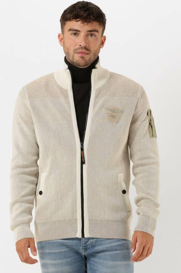 PME Legend Zip jacket cotton structure knit bone white Beige Heren