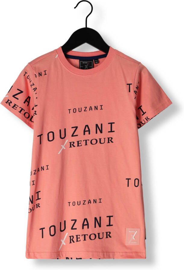 Retour Denim Retour X Touzani T-shirt Soccer met all over print koraalroze