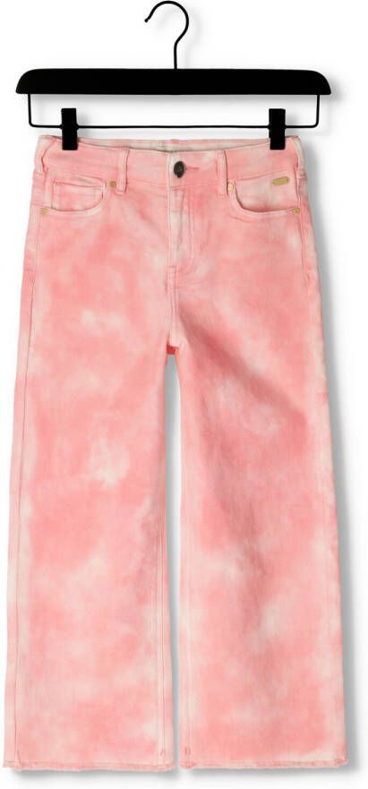Scotch & Soda tie-dye high waist wide leg broek roze wit Meisjes Stretchdenim 146