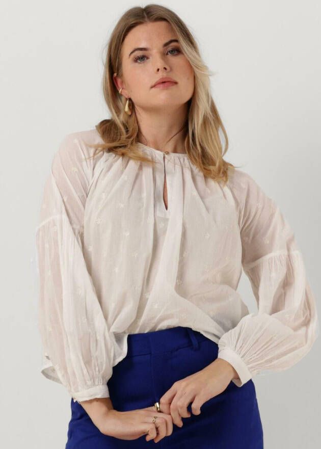 SCOTCH & SODA Dames Blouses Tie Front Easy Volume Dobby Blouse Wit
