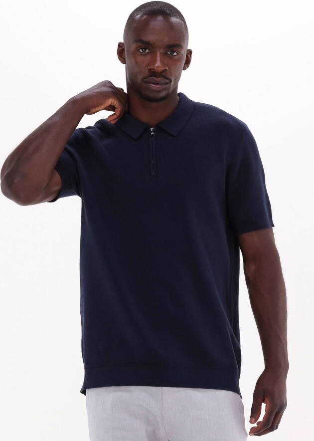 SELECTED HOMME Heren Polo's & T-shirts Slhflorence Ss Knit Zip Polo B Donkerblauw