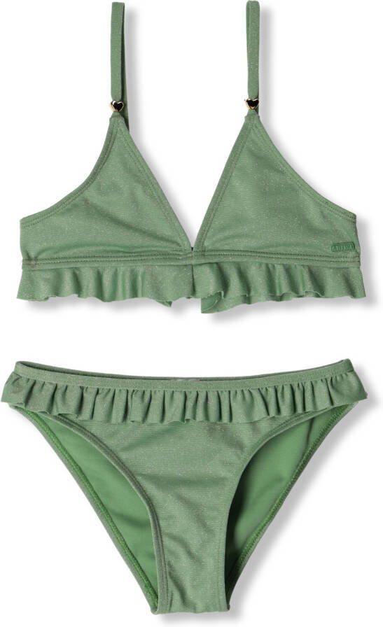 Shiwi triangel bikini Rosie met lurex en ruches groen Meisjes Polyamide 134 140