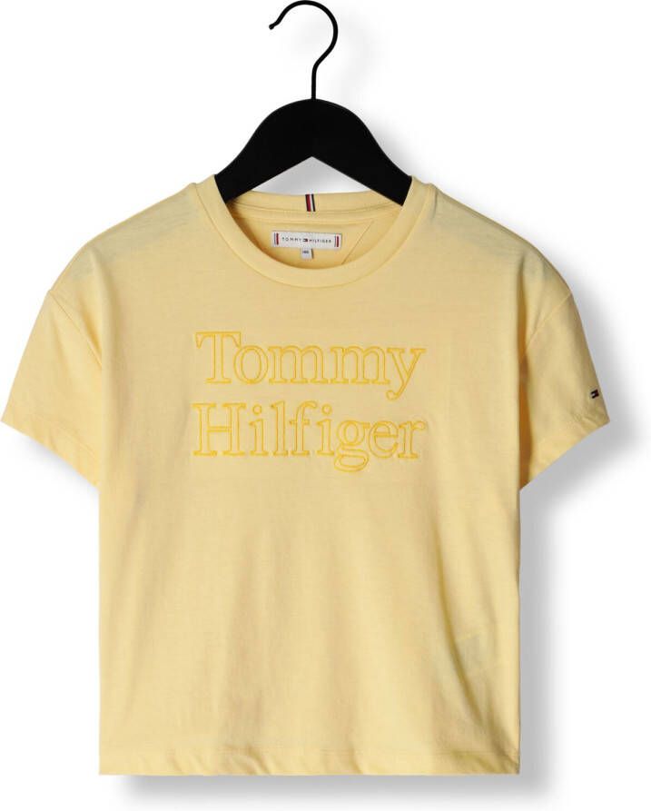 Tommy Hilfiger T-shirt met logo geel Meisjes Katoen Ronde hals Logo 152