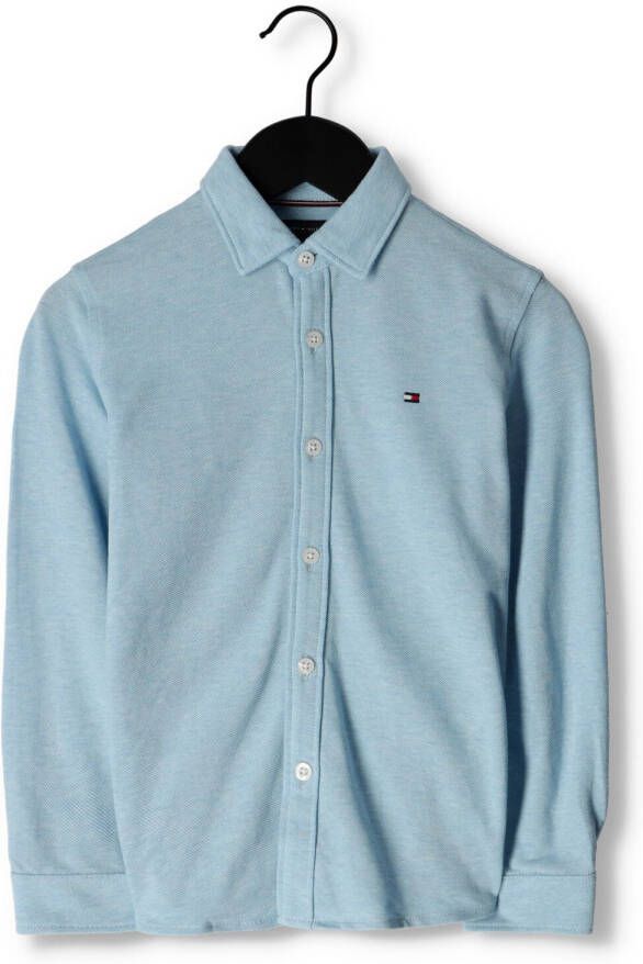 Tommy Hilfiger overhemd met logo lichtblauw Jongens Katoen Klassieke kraag 152