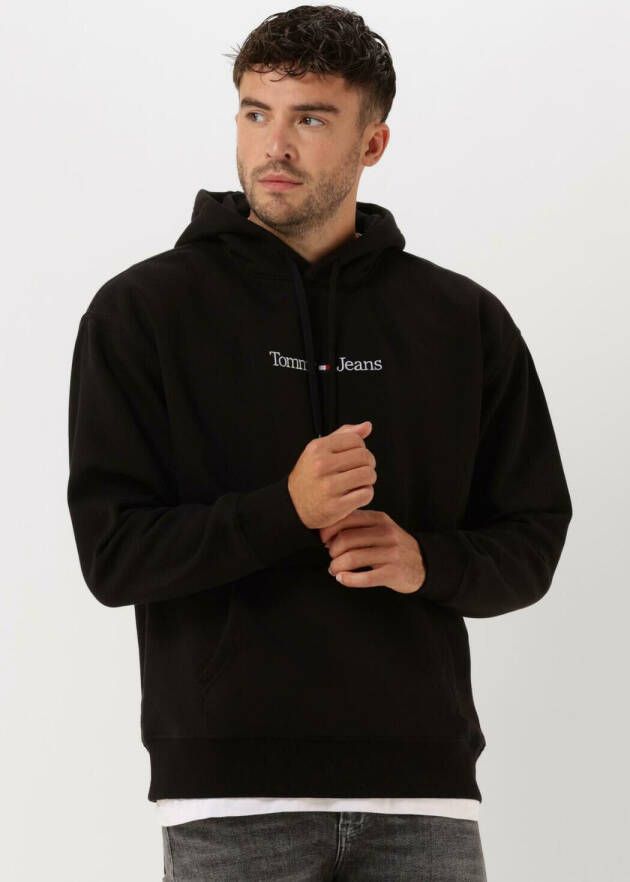 Tommy Hilfiger Zwarte Katoenen Sweater met Capuchon en Logo Black Heren