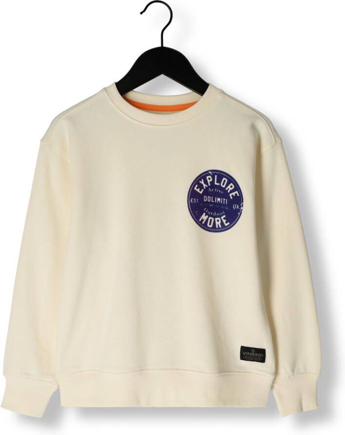 VINGINO sweater Nilfo met logo beige wit Logo 140