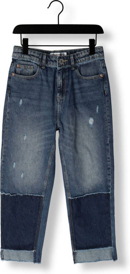 VINGINO mom jeans Chiara Damage dark vintage Blauw Meisjes Denim Effen 146
