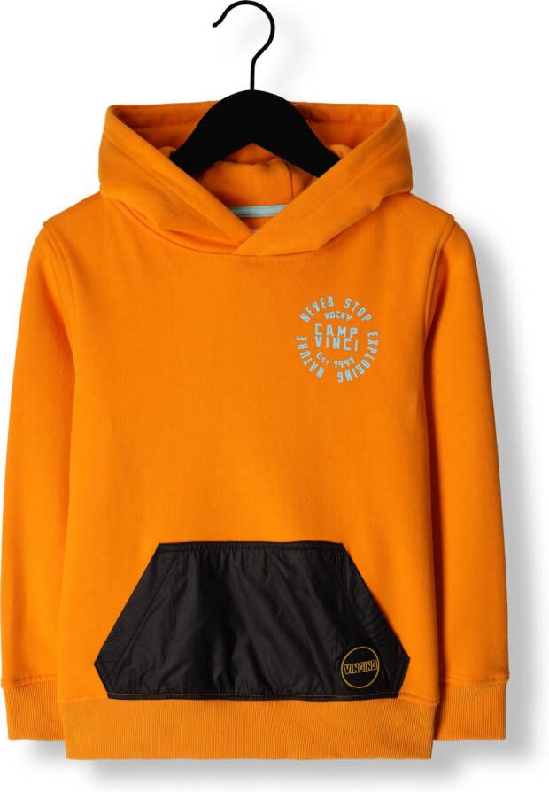 VINGINO hoodie Noell met backprint oranje zwart Sweater Backprint 128