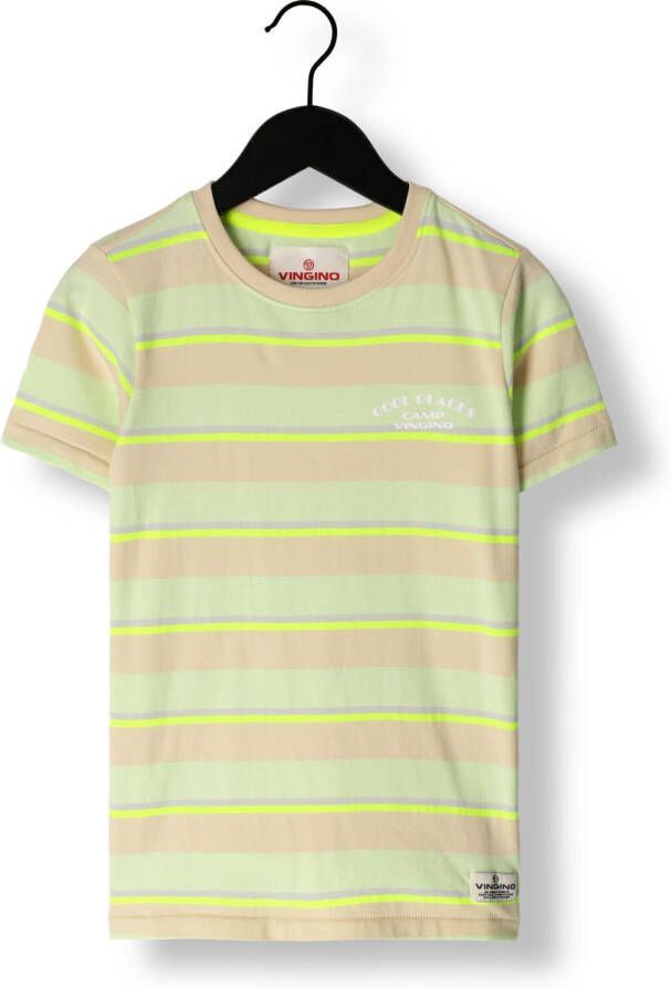 VINGINO gestreept T-shirt JOERI lichtgeel lichtgroen Jongens Katoen Ronde hals 116