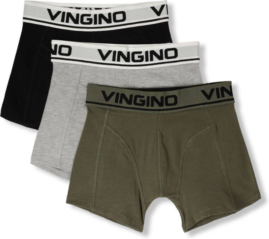VINGINO boxershort set van 3 grijs melange army zwart Jongens Stretchkatoen 122 128