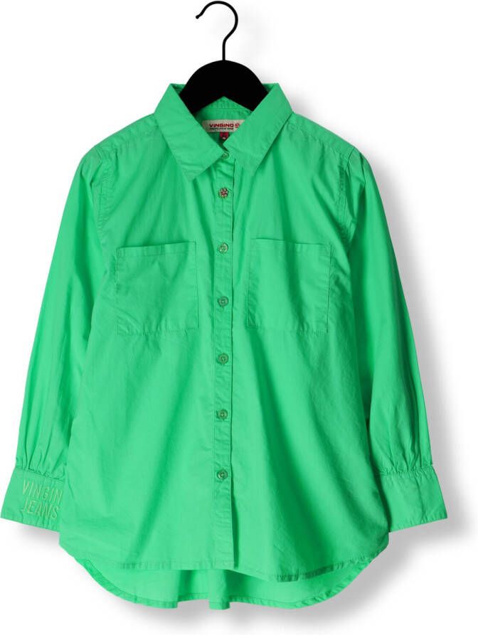 VINGINO blouse felgroen Meisjes Katoen Klassieke kraag Effen 140