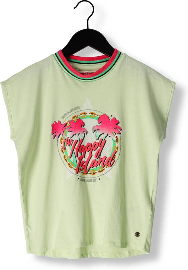 VINGINO T-shirt HANNIA met printopdruk lichtgroen Meisjes Katoen Ronde hals 110