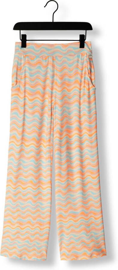 VINGINO straight fit broek SAGE met all over print oranje lichtblauw Meisjes Viscose 128