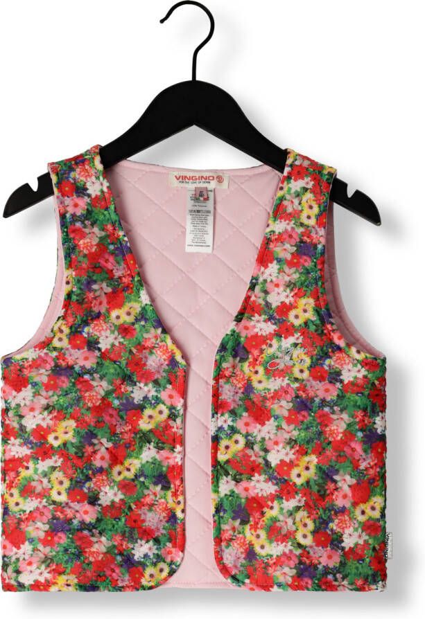 VINGINO gebloemd gilet TAMBERY roze multicolor Meisjes Polyester Openvallende hals 116