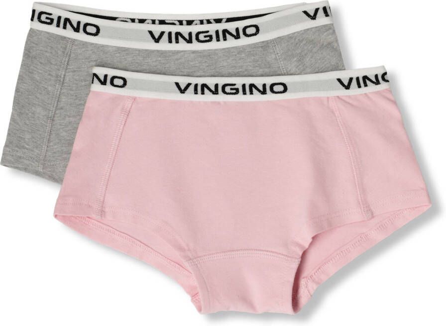VINGINO shorts set van 2 lichtroze grijs melange Slip Meisjes Stretchkatoen 110 116