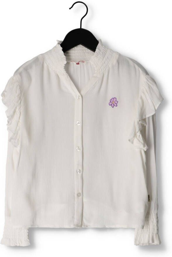 VINGINO blouse LARAH met ruches wit Meisjes Viscose Opstaande kraag Effen 152