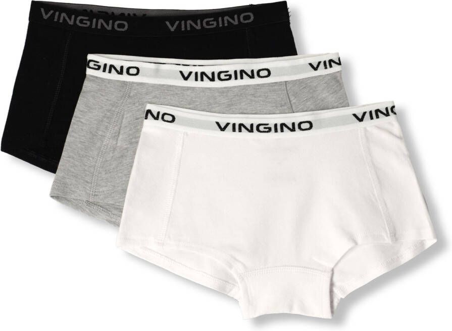 VINGINO shorts- set van 3 grijs melange zwart wit Slip Meisjes Stretchkatoen 134 140