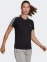 Adidas loungewear essentials slim fit 3 stripes shirt zwart dames - Thumbnail 3