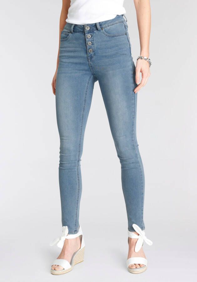 Arizona Skinny fit jeans Ultra Stretch Highwaist met doorknoopsluiting