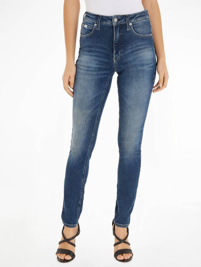 Calvin Klein Jeans Blauwe Dames Jeans met Rits en Knoop Blue Dames