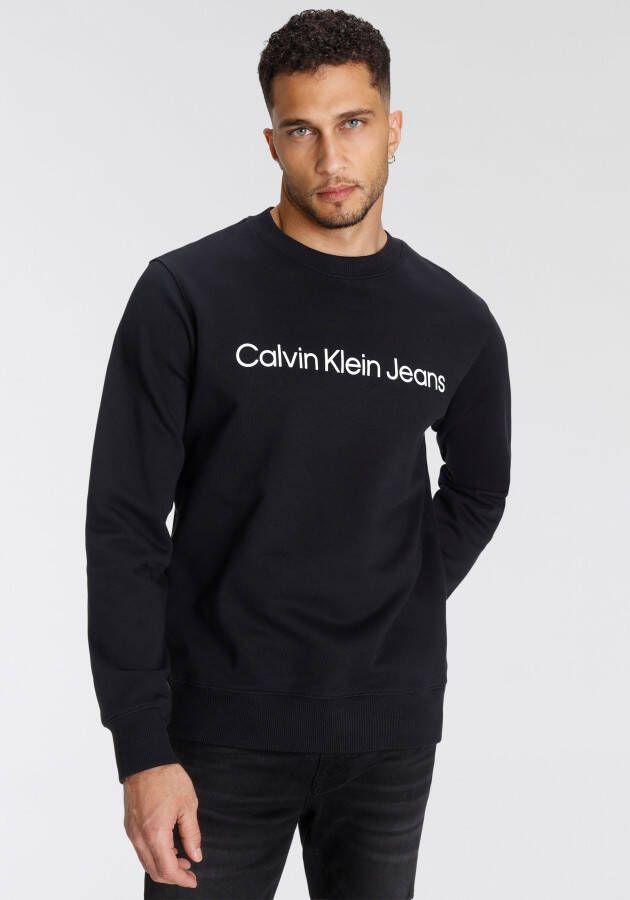 Calvin Klein Bedrukte Logo Katoenen Sweatshirt Black Heren