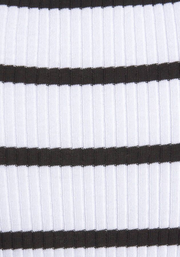 Lascana Shirtjurk met geribde textuur in een gestreepte look katoenen zomerjurk