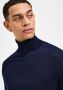 Selected Homme Donkerblauwe Coltrui Town Merino Coolmax Knit Roll B - Thumbnail 8