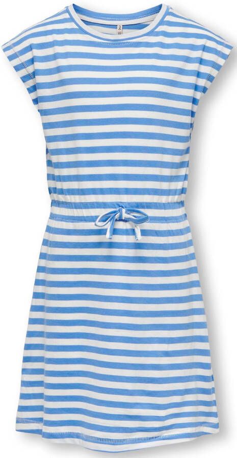 Only KIDS GIRL gestreepte A-lijn jurk KONMAY lichtblauw wit Meisjes Katoen Ronde hals 122 128