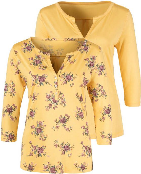 Lascana Shirt met 3 4-mouwen in modieuze blouse-look (Set van 2)