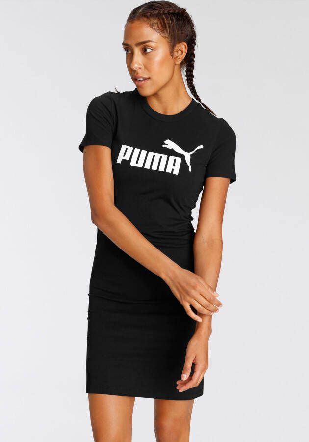 Puma t-shirtjurk met logoprint zwart Meisjes Stretchkatoen Ronde hals Logo XS
