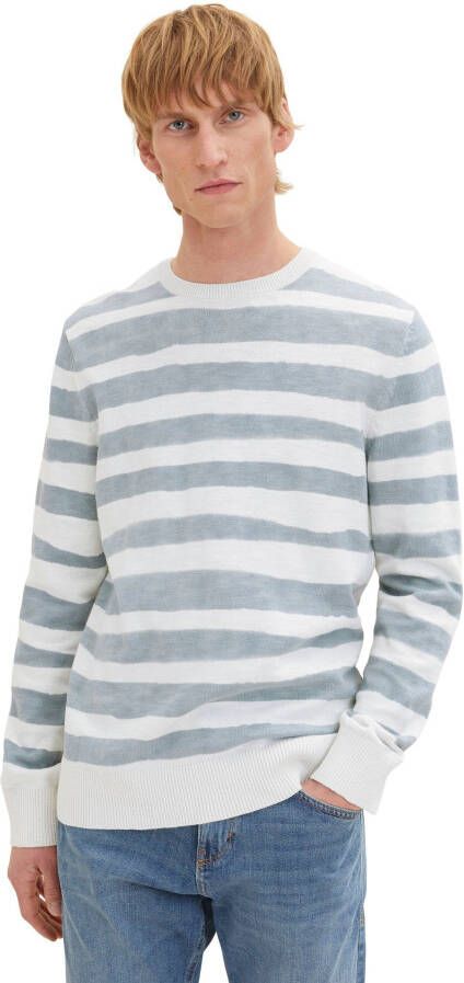 Tom Tailor Gebreide pullover met streepmotief model 'printed stripe knitter'