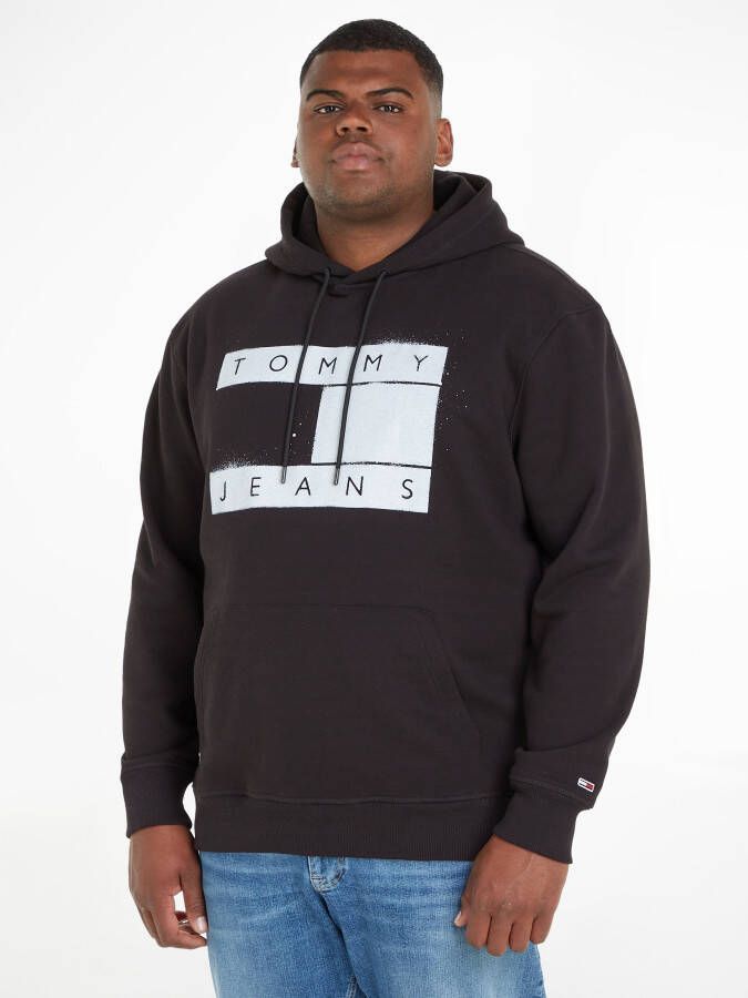 Tommy Jeans Plus SIZE hoodie met labelprint model 'FLAG SPRAY'