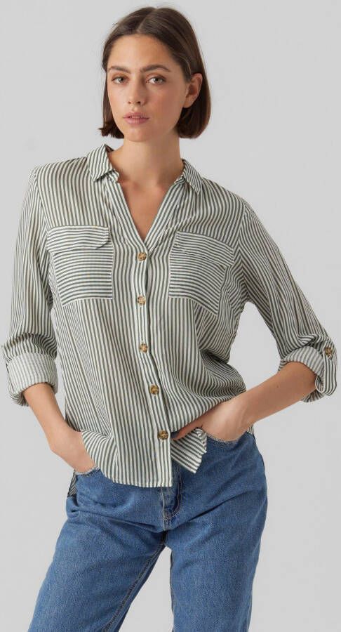 Vero Moda Overhemdblouse met opgestikte paspelzakken op de borst model 'BUMPY'
