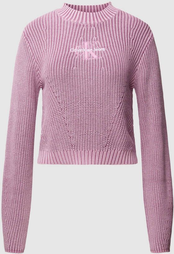 Calvin Klein Gezellige en stijlvolle ronde hals gebreide trui Pink Dames