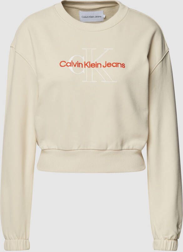 Calvin Klein Jeans Kort sweatshirt met logostitching