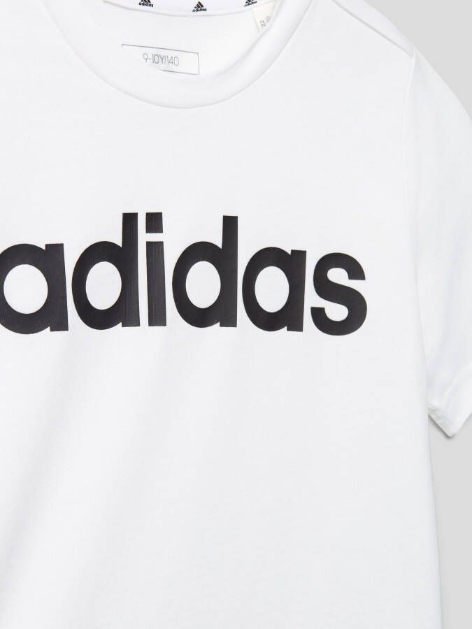 Adidas Sportswear T-shirt met logo wit zwart Katoen Ronde hals 140