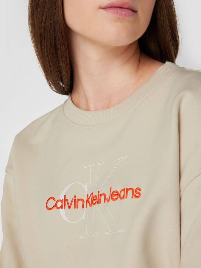 Calvin Klein Jeans Kort sweatshirt met logostitching