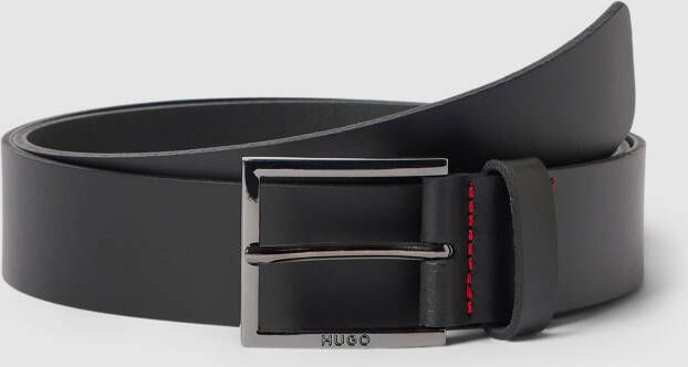Hugo Boss Gürtel aus genarbtem Leder mit Logo-Gravur an der Schließe Zwart Unisex