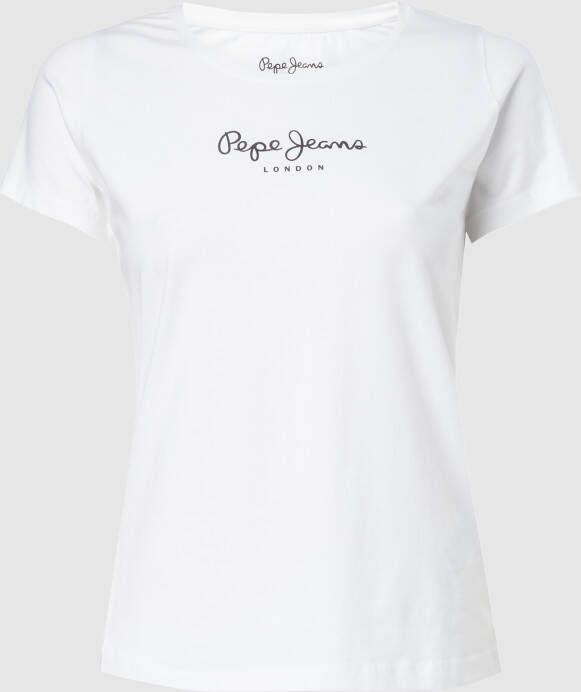 Pepe Jeans Witte Print Korte Mouw T-shirt White Dames