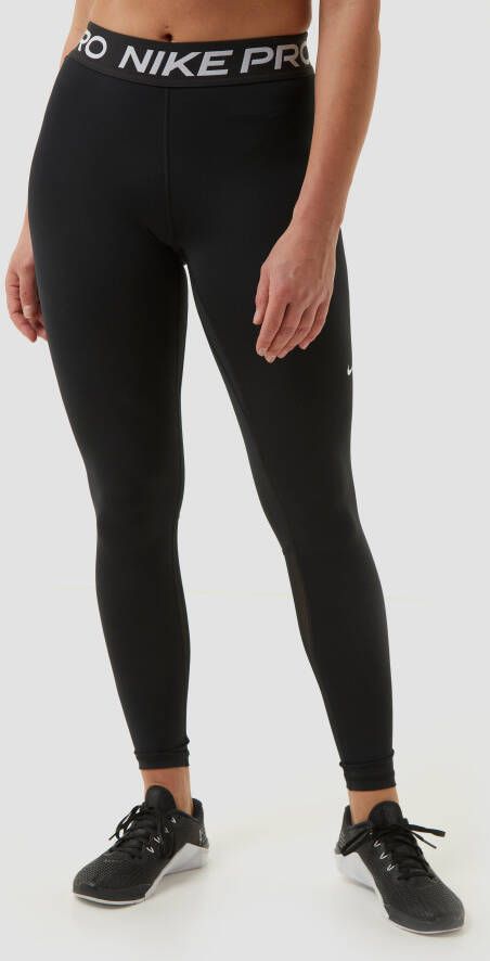 Nike Legging halfhoge taille en met mesh vlakken voor dames Pro Black White- Dames Black White