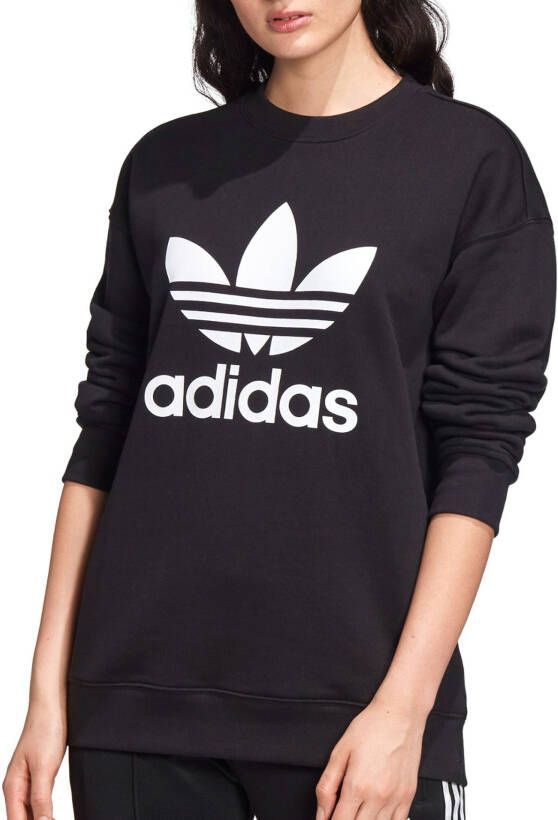 Adidas Originals Zwart Crewneck Sweatshirt met Trefoil Black Dames